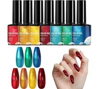 Esmalte de Uñas en Gel Arcoíris - Esmalte en Gel Decorativo,7 Piezas Colores Portátiles para Uñas de Boda Viaje Fotos Sesiones Salón Fiesta Festival Música Mujeres