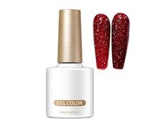 Esmalte De Uñas En Gel - Capa De Manicura Reflectante De Brillante De 10 Ml | Fórmula De Resina Pigmentada Con Brillo De Cereza Marrón Rojo | Salón En Casa Boda Estilo Festivo