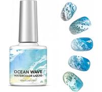 Esmalte de uñas en gel con efecto olas marinas, esmalte degradado, gel acuarela marina para un efecto degradado, texturas de ondas fluidas para manicura femenina DIY