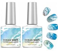 Esmalte de uñas en gel con efecto olas marinas, esmalte degradado, gel acuarela marina para un efecto degradado, texturas de ondas fluidas para manicura femenina DIY