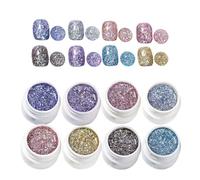 Esmalte de uñas en gel con purpurina - 8 unidades de gel brillante | Diseño brillante de esmalte artístico de 8 colores, fragmento de brillo explosivo Starlight para uso en casa, salón, manicura