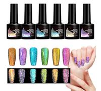 Esmalte De Uñas En Gel Magnético | Juego De Esmaltes Con Brillo Iridiscente - Juego de 6 Piezas para Manicura de Estudiantes, Profesionales y Particulares para Fiestas y Sesiones de Fotos