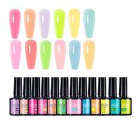 Esmalte De Uñas Gel Con Brillo En La Oscuridad | Juego de Esmalte de Uñas Fluorescente | 12 Piezas Colores Prácticos Para Boda Viaje Fotos Escenario Fiesta Festival Música Salón