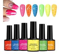 Esmalte De Uñas Gel Efecto Craquelado - Kit De Esmalte Gel Coloración Duradera 6 Colores | Resistente A Desgaste, Duradero, Uso Diario Para Bodas, Salones, Viajes Y Fotografía