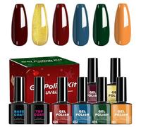 Esmalte de uñas - Gel rápido de 8 ml | Kit cosmético - Lote de 6 colores con base y acabado, manicura sostenible de secado rápido, ideal para bodas, día de la playa, reunión, regalo diario de