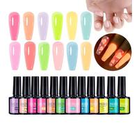 Esmalte De Uñas Que En La Oscuridad,Colores De Gel Fluorescente Para Uñas - Kit De Manicura Luminoso 12 Unidades Para Mujeres Niñas Estudiante Salón Viajes Fotos Escenario