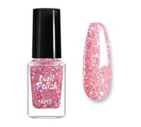 Esmalte de uñas rosa con purpurina para uñas iridiscentes, esmalte de uñas de secado rápido de larga duración con ingredientes naturales, 6 ml, esmalte de uñas holográfico (rosa)