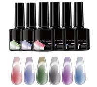 Esmalte De Uñas Semi Permanente - Gel De Uñas Con Efecto De Cambio De Color | 6 Piezas Imanes Cosméticos Sombreados Para El Pendularismo De Los Viajes, Con La Base De La Capa Brillante Y Mate