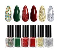 Esmalte En Gel De Navidad - Suministros De 6 Colores Secado Rápido Larga Duración - Juego De Esmalte De Uñas Para Fiestas - Para Navidad Festival Salón Hogar Viajes Bodas Nupcias Spa