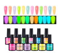 Esmalte en Gel en la Oscuridad - Colores De Gel Fluorescente Para Uñas - 12 Colores Para Amantes De Belleza Y Salón, Fiesta, Festival De Música Y Etapa Escénica