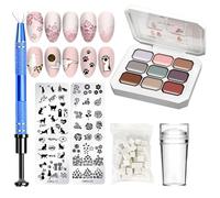 Esmalte En Gel Para Uñas Sólido | Kit De Gel Para Diseño Degradado,Manicura Degradado Pat Art Con Esponjas Y Pinza Metálica Para Diseños Creativos En Uñas De Salón
