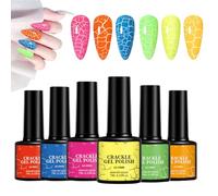 Esmalte Gel Craquelado - Kit De Esmalte Gel Coloración Duradera 6 Colores | Suministros Belleza y Cuidado Personal para Mujeres Uso Diario Viaje Bodas Hogar