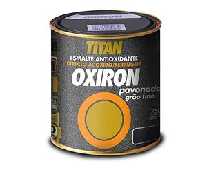 ESMALTE METÁLICO ANTIOXIDANTE OXIRON LISO SATINADO NEGRO EFECTO FORJA 750ml TITAN 02J420434