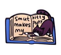 Esmalte pin kawaii gato con alfiler de solapa para amantes de los libros dibujos animados pin de collar de animales de gato amante de la de laa de los libros del libro del libro lector del ratón del