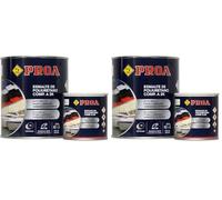 ESMALTE POLIURETANO DOS COMPONENTES BRILLANTE. Gris Medio RAL 7042. 750ML+100ML. Excelente adherencia para pintar sobre hierro, fibra, cristal. (Paquete de 2)