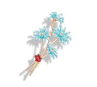 Esmalte Púrpura Pon de flores de broche de margarita amarilla para mujeres Insignia para fiestas de hojas de girasol