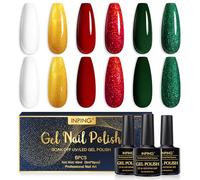 Esmalte Semipermanente 6 Color Navideño Pintauñas Semipermanente 8ML | INPING Navideño rojo verde Oro blanco brillante Gel Invierno otoño Esmaltes Semipermanentes para Mujeres Navidad halloween