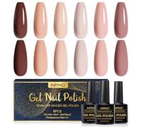 Esmalte Semipermanente 6 Color Nude Marrón Pintauñas Semipermanente 8ML | INPING Desnudo Calvo Natural Albaricoque Beige Marrón Oscuro Querido Gel Uñas Diy Manicura Nail Art Set