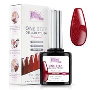 Esmalte Semipermanente UV/LED One Step 12 ml - Purpurina Roja - Efecto Uñas oscuras pero muy brillantes Con o Sin Base y Top Coat