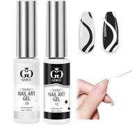 Esmaltes Semipermanentes para Uñas 2pcs Blanco y Negro Pintauñas Semipermanentes Gel Polish Nail Art Gel Liner Set Paint para Uñas Lineal DIY Pincel Fino Integrado