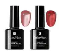 Esmaltes Semipermanentes para Uñas jelly rosa y rojo, 2 Piezas 10ml esmalte de uñas de gel uv led, secado rápido y brillo translúcido, para diy nail art set, bricolaje, manicura para el hogar