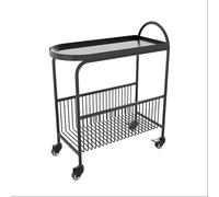 esmen 2-Tier Movable End Table with Wheels, Sofa Side Shelf Coffee & Small Trolley for Office Home Kitchen Storage