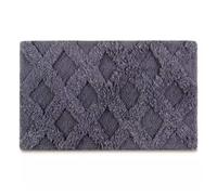 esmen Boho Geometric Diamond Striped Bath Mat, Shaggy Machine Washable Soft Floor Mat for Shower Bathroom Luxury Decor(Grey)