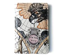 esmen Bolsa de Pasaporte con Mapa, Unisex, innovadora, Moderna, Informal, Ranura for múltiples Tarjetas, Funda for, Cartera for Viajes(Weiß)