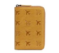 esmen Cartera con Cremallera Funda Protectora integrada for Guardar Documentos de Identidad, Organizador Pasaporte Viaje, Cartera for avión(Bruin)