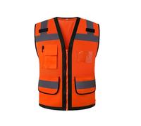 esmen Chaleco de seguridad de malla con bolsillos y cremallera, chaleco reflectante de alta visibilidad for hombre, equipo de seguridad for trabajo al aire libre.(Oranje,L)