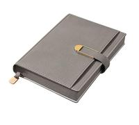 esmen Cuaderno empresarial A5 o B5, 224 páginas, portalápices y bolsillo for tarjetas integrados, cierre magnético, marcapáginas de metal(Grey,B5)