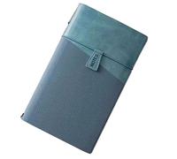 esmen Diario de hojas sueltas A6, cubierta con aspecto cuero grueso Retro, cuaderno 192 páginas en blanco o rayado, diario sellos viaje portátil(Blu,Blank)