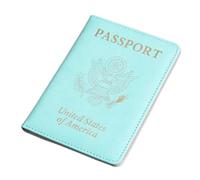 esmen Funda for Pasaporte Estadounidense Engrosada de PU, Porta, portatarjetas vacunas multifunción, Bolsa for, minifunda(Cyan-Blue)