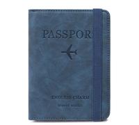 esmen Funda Protectora for Pasaporte, Bolsa for, for Guardar Tarjetas de identificación, Billetes avión internacionales, Documentos Viaje, Tarjetero(BLU)