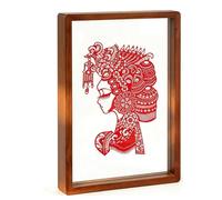 esmen Marco de fotos de esquina redondeada, marco vacío con vidrio, transparente de doble cara for exhibición de caligrafía en relieve de muestra fotografía(Walnut,8 inches)