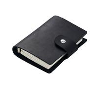esmen Organizador de cuaderno cuero genuino, planificador bolsillo A8 con punto cuadrado y papel cuadriculado, Bloc notas recargable hojas sueltas(Noir)