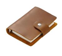 esmen Organizador de cuaderno cuero genuino, planificador bolsillo A8 con punto cuadrado y papel cuadriculado, Bloc notas recargable hojas sueltas(Bruin)