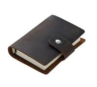 esmen Planificador de bolsillo A8 con puntos cuadrados y papel cuadriculado, organizador cuaderno cuero genuino, Bloc notas recargable hojas sueltas(Caf)