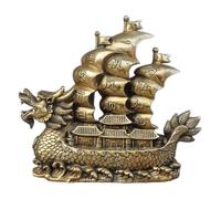 esmen Pure Copper Smooth Sailing Dragon Boat Ornament, Fengshui Brass Dragon Pavilion Craft Statue