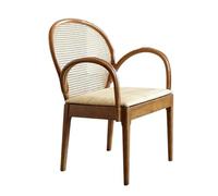 esmen Sillón tapizado de ratán Transpirable, de Madera Maciza, Ideal for Dormitorio, Sala de Lectura, balcón.