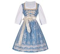 esmen Traje alemán for mujer, for celebrar la cerveza, vestido de doncella, falda azul, delantal de malla y ribete dorado, ideal for el festival de la cerveza en el palacio. Camisetas de fondo(Small)