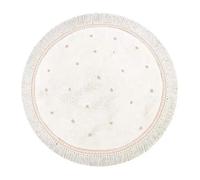 esmen White Fluffy Carpet Soft Dot Plush Rug with Tassel for Living Room Bedroom, Decorative Foot Mat Cozy Home Decor(60x60cm)