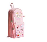 ESMENATZLS Carcasas de lápiz Kawaii de gran capacidad, bolsa de lápices de lona para niñas, papelería para estudiantes, suministros escolares, niña de cereza, talla única, 1 Uds, Cereza Chica, One