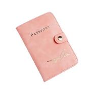 ESMENATZLS Funda impermeable para pasaporte, funda de viaje de piel sintética para tarjetas de crédito, bonita funda para pasaporte para mujeres/hombres, Pink, Talla única