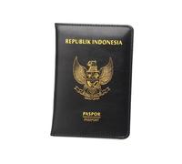 ESMENATZLS Fundas de pasaporte de Indonesia para mujer, funda de poliuretano para pasaportes, billetes de viaje, organizador de tarjetas, Black, Talla única