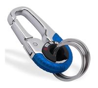 ESMENATZLS Llavero con gancho para hombre, hebilla de acero inoxidable, mosquetón al aire libre, herramienta de escalada de doble anillo, llavero de pesca para coche, accesorios para coche, azul