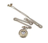 ESMENATZLS Reloj vintage de bolsillo pequeño Steampunk reloj de cuarzo con cadena de corazón hueco collar de aleación de color bronce, regalo para hombre, Corazón de amor, talla única