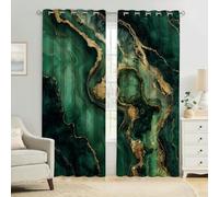 Esmeralda Cortinas Textura de mármol Dorado Opacas Térmicas Aislantes para Dormitorio Infantil y Juvenil, Salón y Oficina 2 Paneles 110An x 215Al cm Decorativas