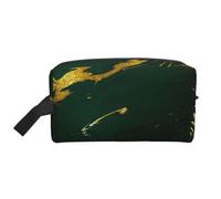 Esmeralda Verde Intenso Tonos Tierra Mármol Dorado, Bolsa de Maquillaje Bolsa de cosméticos Bolsa de artículos de tocador de Viaje portátil Organizador de Bolsa de Maquillaje