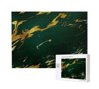 Esmeralda Verde Profundo Tonos Tierra Dorado Mármol,Rompecabezas de Madera de 500 Piezas, Juego Familiar, Rompecabezas para Adultos, Adolescentes, decoración del hogar